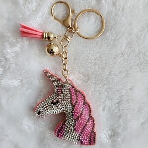 Pink and Gold Unicorn Keychain Bag Charm